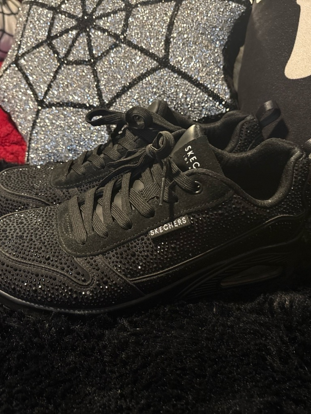 Skechers Women’s Black Rhinestone Athletic Sneakers